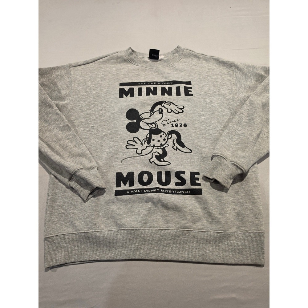 Disney Minnie Mouse Graphic Sweatshirt Gray Crewneck Vintage Style Medium